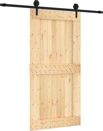 vidaXL Puerta Corredera Natural Y Negro 100 X 210 Cm Vidaxl
