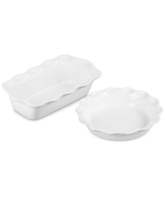 LE CREUSET 2Pc Heritage Fluted Pie Dish & Fluted Loaf Pan Set With $8 Credit
