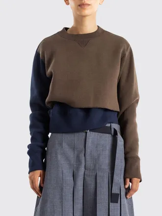sacai Felpa girocollo in jersey con design asimmetrico bicolor e drappeggio