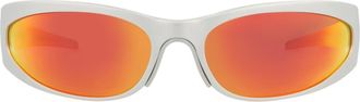 Balenciaga 77mm Wrap Sunglasses in Silver Silver Red at Nordstrom Rack