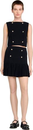 Sandro Mini pleated fine knit skirt in Black at Nordstrom, Size 38 Eu