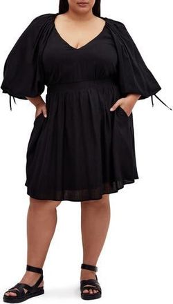 City Chic Scarlette Long Sleeve Dress in Black at Nordstrom Rack, Size Xs/14W