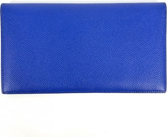Herm&egrave;s Mc2 Black Blue Gray Epsom Leather Long Wallet (Bi-Fold) (Pre-Owned)