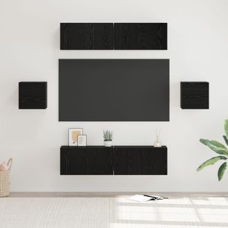 Berkfield Home TV Cabinet Set 6 pcs Black oak 60 x 30 x 30 cm Engineered wood
