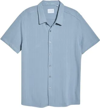 7 Diamonds Napoli Short Sleeve Stretch Shirt in Dusty Blue at Nordstrom, Size Xx-Large