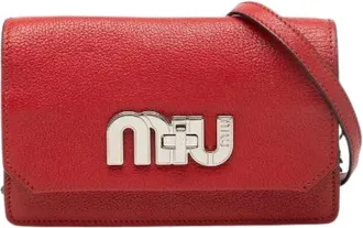 Miu Miu Pre-owned Cross Body Bags, female, Red, Size: ONE SIZE Pre-owned Madras Leather Chain Shoulder Bag