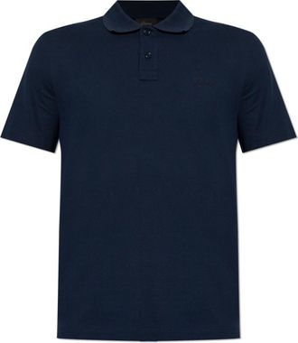 Brioni Polo met geborduurd logo - Heren - Polos - Blauw - S - Katoen - Tops