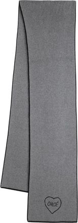 Chlo&eacute; Geribde sjaal met borduursel - unisex - Wintersjaals - Grijs - S - Accessoires
