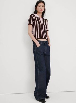 Mango Pullover maglia collo polo cioccolato - Donna - XXS - MANGO