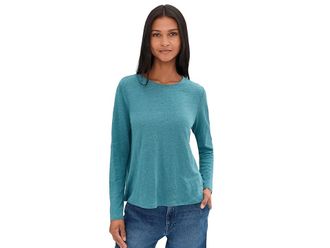 Eileen Fisher Organic Linen Jersey Crew Neck Long Sleeve T-Shirts Womens Clothing River : MD