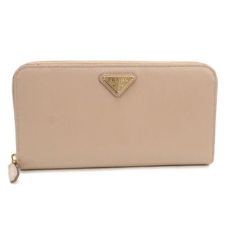 Prada Beige Leather Long Wallet (Bi-Fold) (Pre-Owned)