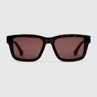Gucci Rectangular Frame Sunglasses, Brown