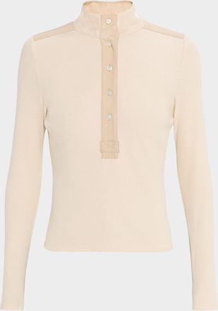 Veronica Beard Reynart Long-Sleeve Rib-Knit Top