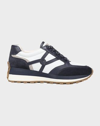 Veronica Beard Valentina Mixed Leather Retro Sneakers