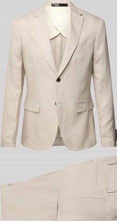 Selected Slim Fit Anzug mit feinem Strukturmuster Modell Lino in Sand, Größe 52