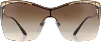 Bulgari Shield Pale Gold Brown Gradient Sunglasses