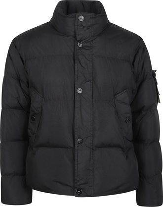 Stone Island RDS Cropped Black High Collar Down Jacket