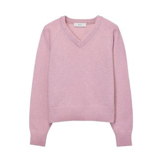 Dunst Soft Volume V-hals trui - Dames - Truien - Roze - Maat: S Wol