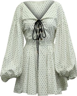 Caroline Constas Olympia Printed Mini Dress in White Cotton