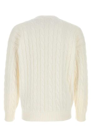 Prada Mens White Cotton Sweater Bianco Exterior: Maglieria