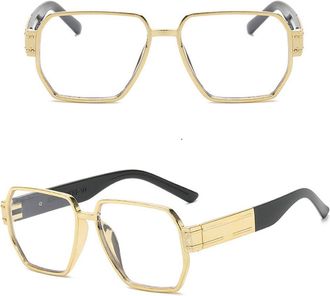 Generic Fashion Glasses For Women Big Frame Polygon Shape UV400 Protection Vintage Sunglasses For Women,gold clear 2026
