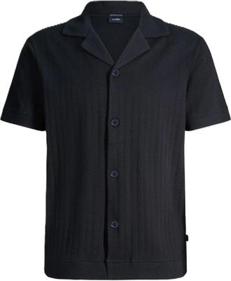 Joop Katoenen shirt met verticale textuur - Heren - Korte mouwen Overhemden - Zwart - 2XL - Katoen - Overhemden