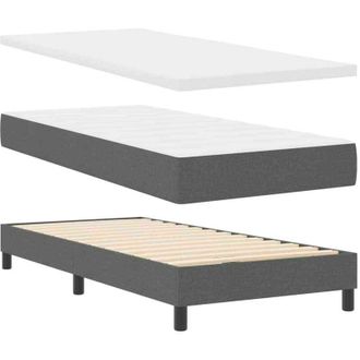 vidaXL Cama Box Spring Con Colch&oacute;n Gris Oscuro 140 X 190 Cm Vidaxl