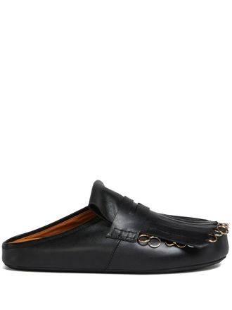 Marni fringed leather sandals - men - Rubber/Calf Leather/Calf Leather - 41 - Black