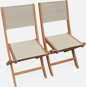 Sweeek Sweeek - Silla de jardín plegable de madera de eucalipto, set de 2, Almeria, Gris pardo, 50x58.7x89 cm