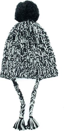 Portolano Knit Earflap Pompom Beanie in Black/Grey at Nordstrom Rack