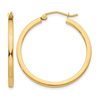 Diamond2Deal 14k Gold 2mm Square Shape Tube Hoop Earrings