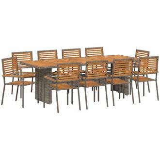 vidaXL Conjunto De Comedor De Jard&iacute;n 11 Pcs Gris 240 X 90 X 75 Cm Vidaxl