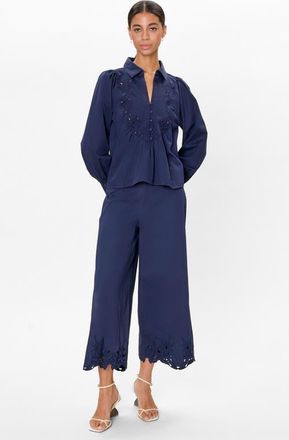 Rebecca Taylor Rachelle Pop Over Blouse in Maritime Blue at Nordstrom, Size X-Large