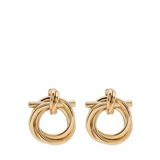 Ferragamo Earrings, female, Yellow, Size: ONE SIZE Twisted Gancini Hoop Earrings