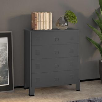 Berkfield Home Industrial Drawer Cabinet Anthracite 78x40x93 cm Metal in Black | Size: 78 x 40 x 93 cm