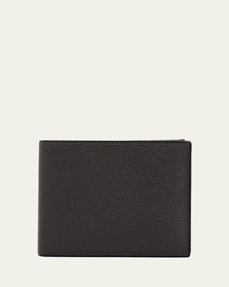 Valextra Mens Leather V-Cut Bifold Wallet