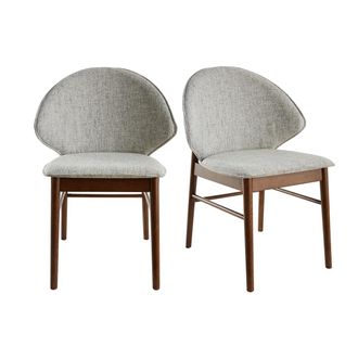 Miliboo Miliboo - Set De 2 Sillas Vintage De Tela Gris Claro Y Patas De Nogal Spike