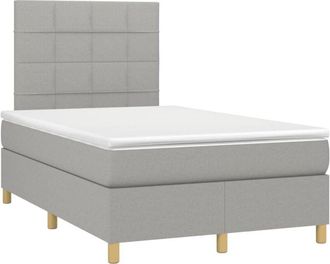 vidaXL Cama Box Spring Con Colch&oacute;n Y Led Tela Gris Claro 120x190 Cm Vidaxl