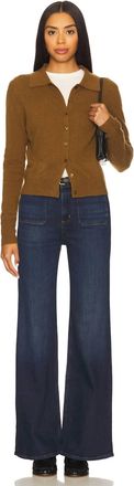 White + Warren Cashmere Collared Cardigan In Golden Brown