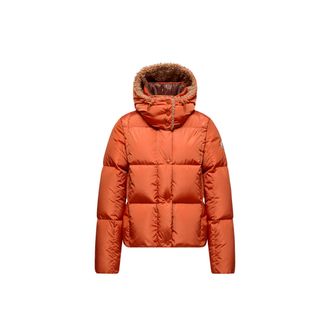Moncler Moncler Castelnou Square-quilted Hooded Short Down Jacket, Women, Orange, Size: 00