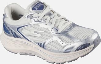 Skechers Womens Skechers GO RUN Consistent 2.0 Volt Leather Womens Silver/Navy Trainers - Size: 8