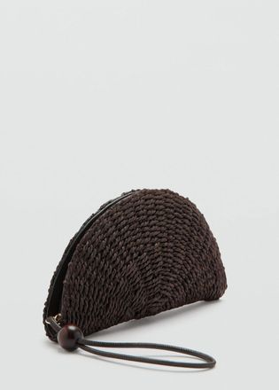 Mango Pochette fibra naturale cioccolato - Donna - Taglia unica - MANGO