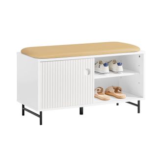 SoBuy Banco Zapatero Con Puertas Correderas Armario Multifuncional Para Entrada Con Estantes 85 X 37 X 49 Cm Blanco Fsr116-w Sobuy Es