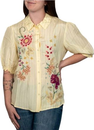 Johnny Was Smocked Lisbon Shirt In Yellow