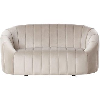 Beliani Sof&aacute; 2 Plazas Terciopelo Asiento Acolchado Respaldo Bajo Retro Contempor&aacute;neo Beige Malung