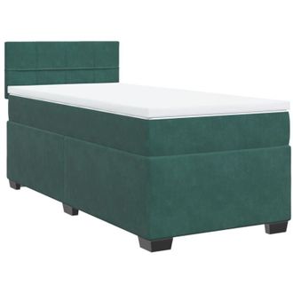 vidaXL Box Spring Bed with Mattress Dark Green 90x190 cm Velvet Vidaxl
