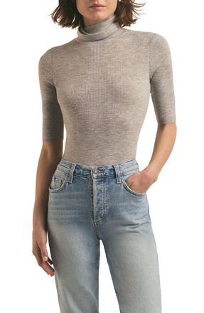 Favorite Daughter The Amelia Merino Wool Turtleneck Top in Melange Grey at Nordstrom, Size X-Large