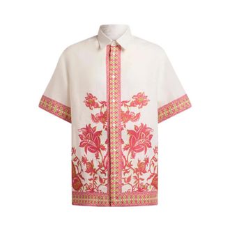 Etro Etro, Short Sleeve Shirts, male, Multicolor, Size: XL Oversized Floral Short Sleeve Shirt