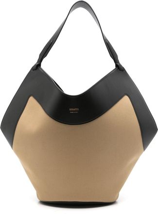 Khaite Neutral Lotus Tote Bag - Womens - Calf Leather/Canvas