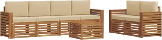 vidaXL Conjunto De Sof&aacute;s De Exterior 7 Uds. Natural Y Beige Vidaxl